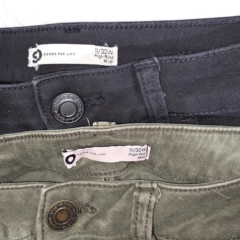 SO Goods For Life‎ Womens High Rise Midi Shorts Bundle Black Olive Green Size 11